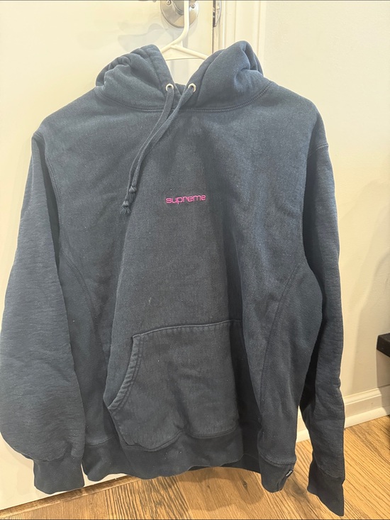 Supreme Other - Black Supreme Hoodie with Pink Font